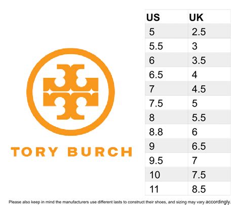 tory burch shoe size chart